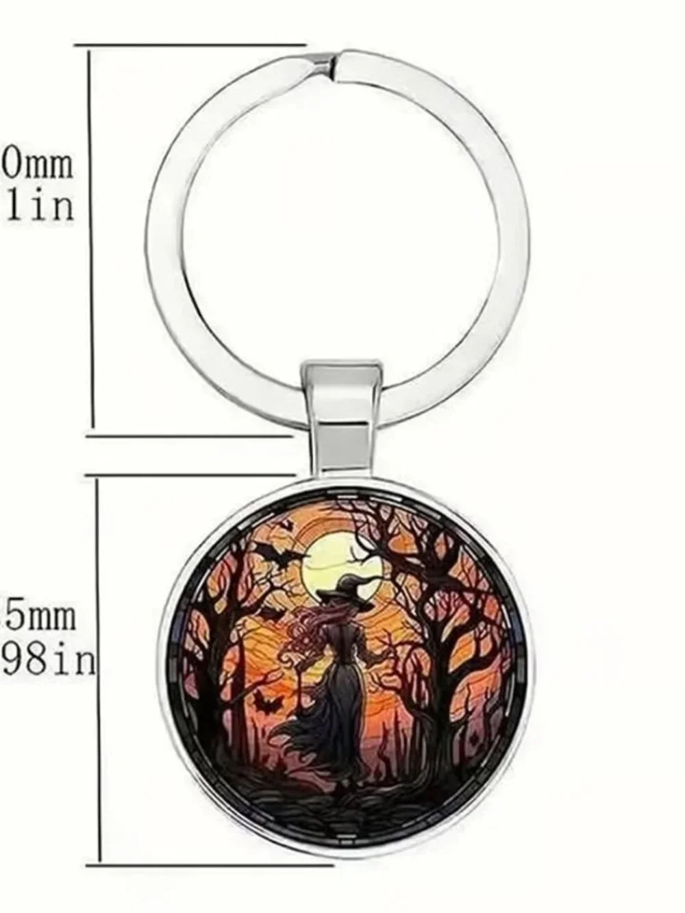 Stainless Steel WITCH Halloween Keyring Keychain Accessory